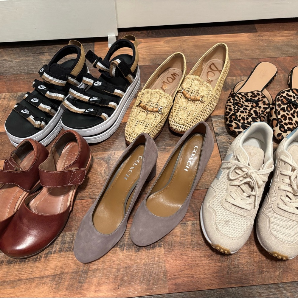 Coach heel, veja sneaks, j crew collection loafers, Nike and artiste sandals